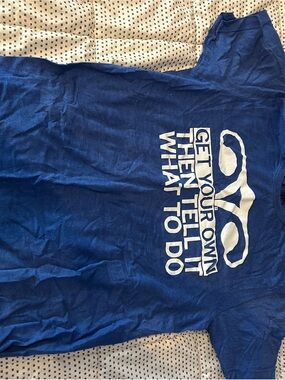 Blue Graphic Tee with White Slogan - Women Tops